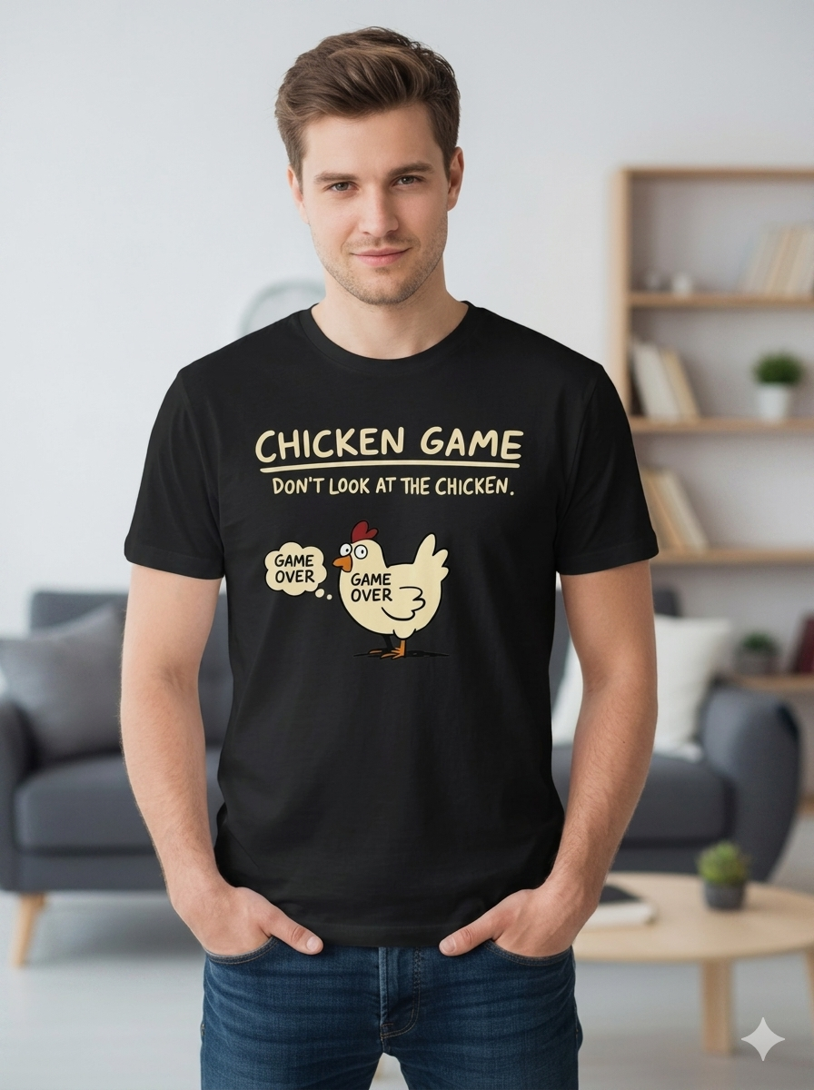 Funny Chicken T-Shirt - Don't Look At The Chicken Game - Humorous Chicken Fight