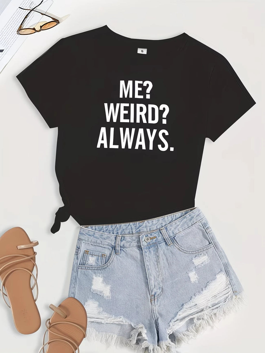 Women’s Always Weird Graphic Print T-Shirt Crew Neck Casual Summer Spring Top