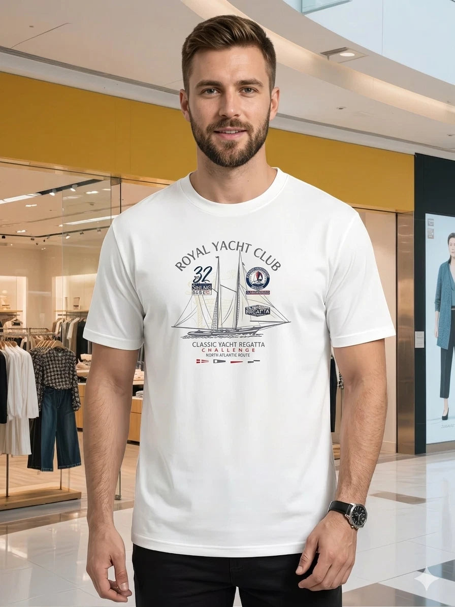 Men's Sailing Yacht Club T-Shirt Regatta Casual Graphic Tee