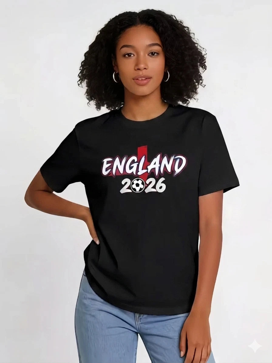 Women’s England Flag Football Fans Tee St Georges Cross Casual T-Shirt