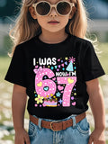 Girls Birthday T-Shirt Age 7 Graphic Tee I Was 6 Now I'm 7 Casual Top