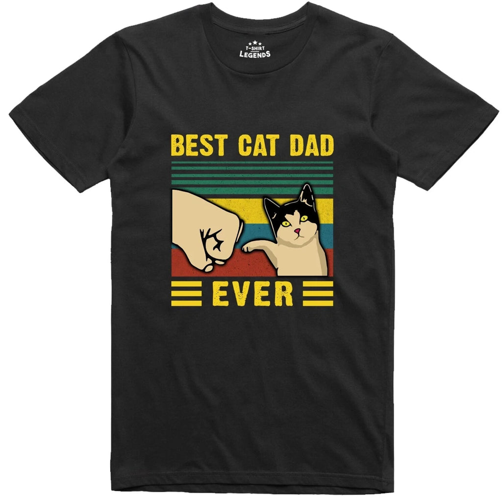 Best Cat Dad Ever T-Shirt Funny Men's Gift Cotton Tee Casual Pet Lover Regular