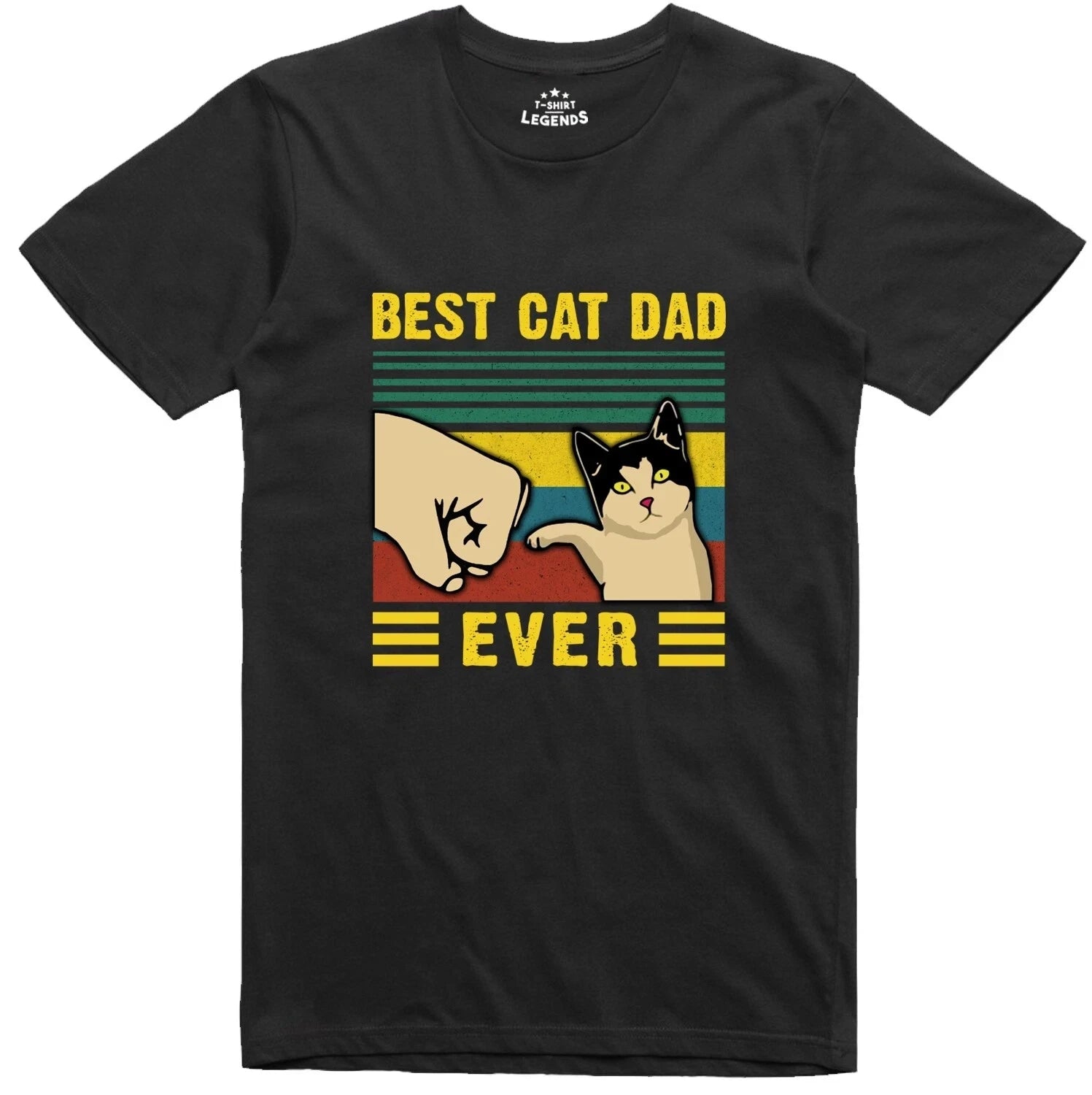 Best Cat Dad Ever T-Shirt Funny Men's Gift Cotton Tee Casual Pet Lover Regular