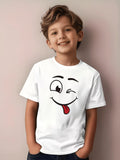 Boys Cotton T-Shirt Short Sleeve Cute Graphic Tee Lightweight Casual Top