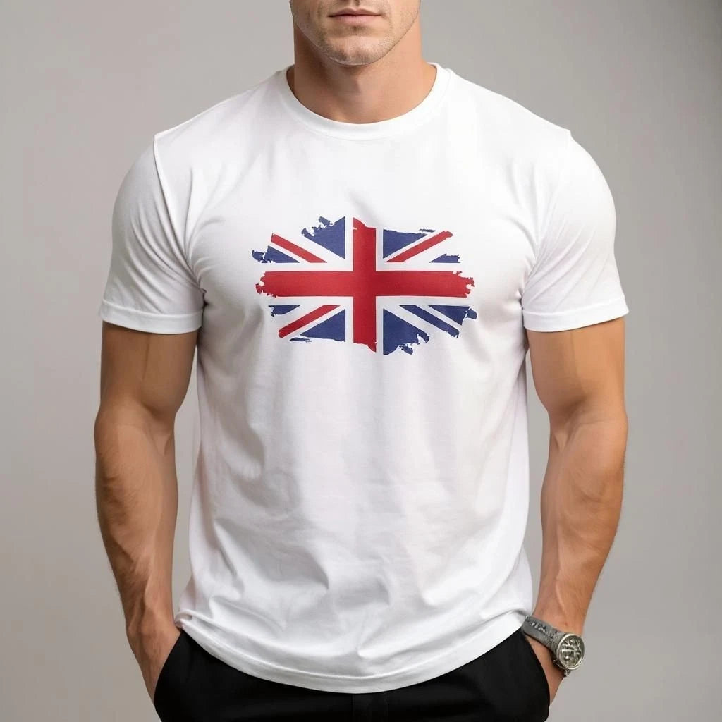 British Flag T-Shirt for Men – Union Jack UK England Tee Cotton Short Sleeve Top